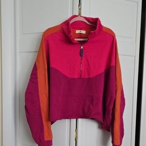 Natural Life Pink and Orange Half-Zip Sweatshirt